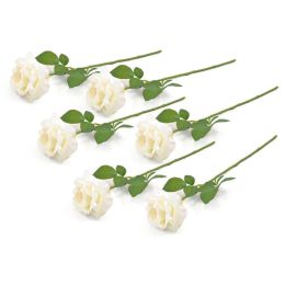 DII Artificial Flowers - Set of 6 Ivory Open Roses