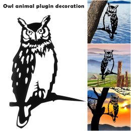 Garden Decoration Animal Decoration Stake Metal Art Owl Silhouette Branch Inserting Ornament for Outdoor Tree XHC88