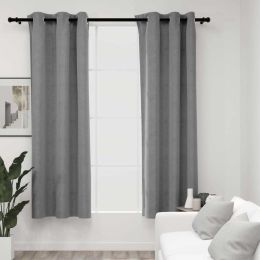 vidaXL Blackout Curtains with Rings 2 pcs Gray 37"x84" Velvet