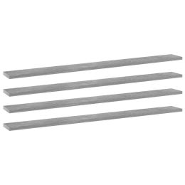 Bookshelf Boards 4 pcs Concrete Gray 39.4"x3.9"x0.6" Chipboard