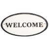 Oval Metal Frame Wall Sign with Welcome Typography; White and Black; DunaWest