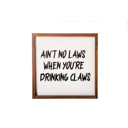 12 Inch Square Wall Art Plaque; Amazing Writing; Wood Frame; White; Brown; DunaWest