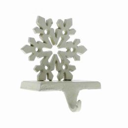 Metal Frame Snowflake Shape Stocking Holder; Antique White; DunaWest