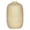 7 Inch Round Ceramic Vase; Textured Design; Small; Beige; DunaWest