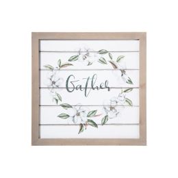 16 Inch Square Wall Art; Wood Planks; Painted Gather; White; DunaWest