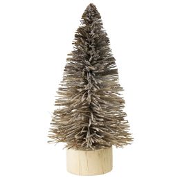 Bottle Brush Tree Decor with Wooden Base; Medium; Brown; DunaWest