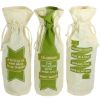 Quotes Printed Wine Bag; Assortment of 3; White and Green; DunaWest