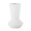 Kurt 6.5 Inch Ceramic Vase with Corrugated Design; White; DunaWest