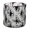 Hand Cut Glass Hurricane with Ikat Pattern; Medium; Black and Clear; DunaWest