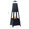 Fire Pit Black 13.8"x13.8"x39" Steel