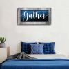 Gather Signs for Home Decor|Gather Wall Decor|Blue Canvas Print Poster Painting Picture Artwork|Dining Room Wall Decor|Ready to Hang 20"X40"