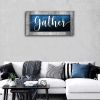 Gather Signs for Home Decor|Gather Wall Decor|Blue Canvas Print Poster Painting Picture Artwork|Dining Room Wall Decor|Ready to Hang 20"X40"