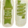 Quotes Printed Wine Bag; Assortment of 3; White and Green; DunaWest