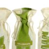 Quotes Printed Wine Bag; Assortment of 3; White and Green; DunaWest