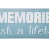 37 Inch Metal Wall Art Quotes Sign; Lake Memories Typography; Sky Blue; DunaWest