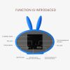 Cartoon Bunny Ears LED Wooden Digital Alarm Clock Voice Control Thermometer Display Blue