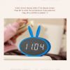 Cartoon Bunny Ears LED Wooden Digital Alarm Clock Voice Control Thermometer Display Blue