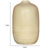 7 Inch Round Ceramic Vase; Textured Design; Small; Beige; DunaWest