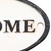 Oval Metal Frame Wall Sign with Welcome Typography; White and Black; DunaWest