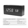 LED Wooden Digital Alarm Clock With USB Charging Ports Black