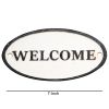 Oval Metal Frame Wall Sign with Welcome Typography; White and Black; DunaWest