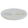 Marble Tray with Round Shape and Lashes Inlaid Accent; White; DunaWest