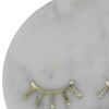 Marble Tray with Round Shape and Lashes Inlaid Accent; White; DunaWest