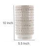 10 Inches Embossed Ceramic Vase; White; DunaWest