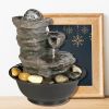 9.84inches Cascading Resin-Rock Falls Tabletop Water Fountain with LED Lights&Ball, Indoor Oudoor Decorative Tabletop Fountain for Stress Relief