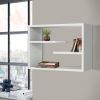 24 Inch Decorative Rectangular Wood Floating Wall Shelf with 3 Tier Storage; White; DunaWest