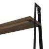 Joel 18 Inch Rectangular 2 Tier Wood Floating Wall Mount Shelf with Metal Frame; Brown and Black; DunaWest