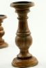 Pillar Shaped Wooden Candle Holder; Set of 3; Brown