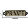 7 Inch Metal Private Wall Sign; Keyhole Mounting; White; Black; DunaWest