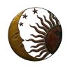 DunaWest 21 Inch Handcrafted Sun and Moon Accent Wall Decor; Round Metal Wall Mount; Rustic Gold; Bronze