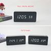 LED Wooden Digital Alarm Clock With USB Charging Ports Black