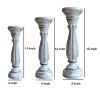 Handmade Wooden Candle Holder with Pillar Base Support; Distressed White; Set of 3