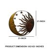 DunaWest 21 Inch Handcrafted Sun and Moon Accent Wall Decor; Round Metal Wall Mount; Rustic Gold; Bronze