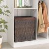 Divided Laundry Hamper, Synthetic Rattan Handwoven Clothes Laundry Basket with Lid and Handles, Foldable, Removable Liner Bag, Brown