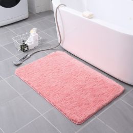 Thickened Plush Entrance Carpet Absorbent Non-slip Soft Kitchen Bathroom Bedroom Living Room Simple Floor Door Mat Home Decor (Color: Pink)