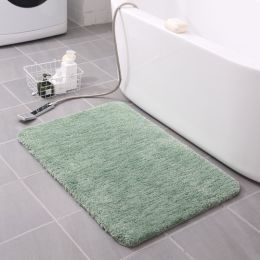 Thickened Plush Entrance Carpet Absorbent Non-slip Soft Kitchen Bathroom Bedroom Living Room Simple Floor Door Mat Home Decor (Color: Grass green)