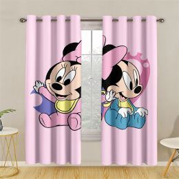 Curtain high shading mouse 3D digital printing perforated free floating curtain cross-border drawing package source factory (colour: 3)