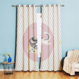 Manufacturer cross-border printing curtain Nordic modern living room bedroom window shade cloth pattern curtain (Specifications: 132*214cm)