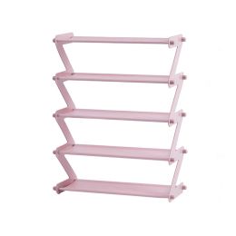 House hold Multilayer Shoe Cabinet Simple Dormitory Shoe Shelf Storage Artifact Rack Multifunctional Storage Rack (Color: Pink)