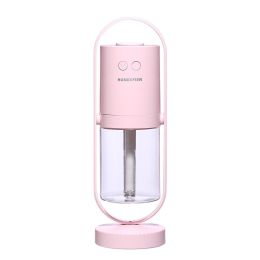 Magic Shadow USB Air Humidifier For Home With Projection Night Lights Ultrasonic Car Mist Maker Mini Office Air Purifier (Color: Pink)