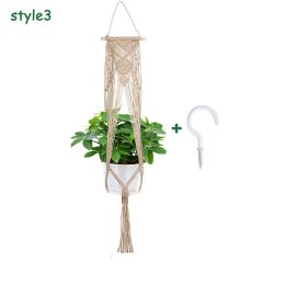 Macrame Plant Hangers with Hooks Hemp Rope Braided Hanging Planter Baskets (Type: Style 3)