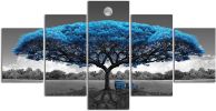 Canvas Wall Art for Living Room Decor-Blue Tree Wall Paintings-Nature Wall Art-Landscape Picture Framed Artwork for Bedroom Home Decoration-5 Panels