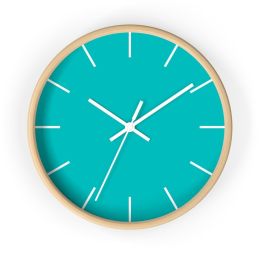 Decor Accessories, Contemporary Teal Green Quartz Wall Clock (Color: Wooden)