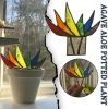 Home Accessories Suncatcher Stained Agave Plant Flower Pot Ornament Acrylic Succulent Home Office Decor Handmade Craft